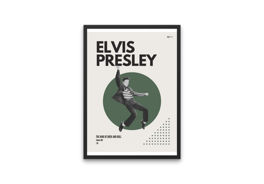 Elvis Presley - The King of Rock and Roll Mid-Century Modern Artist Poster