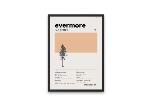 "evermore" Mid-Century Modern Taylor Swift Album Poster