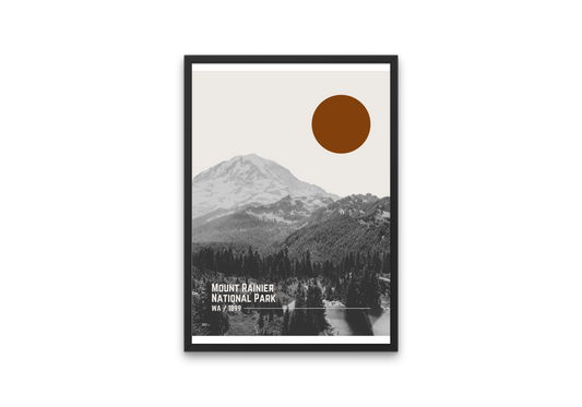 Mount Rainier National Park Mid-Century Modern Poster