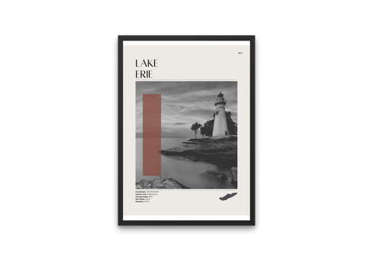 Lake Erie Mid-Century Modern Poster