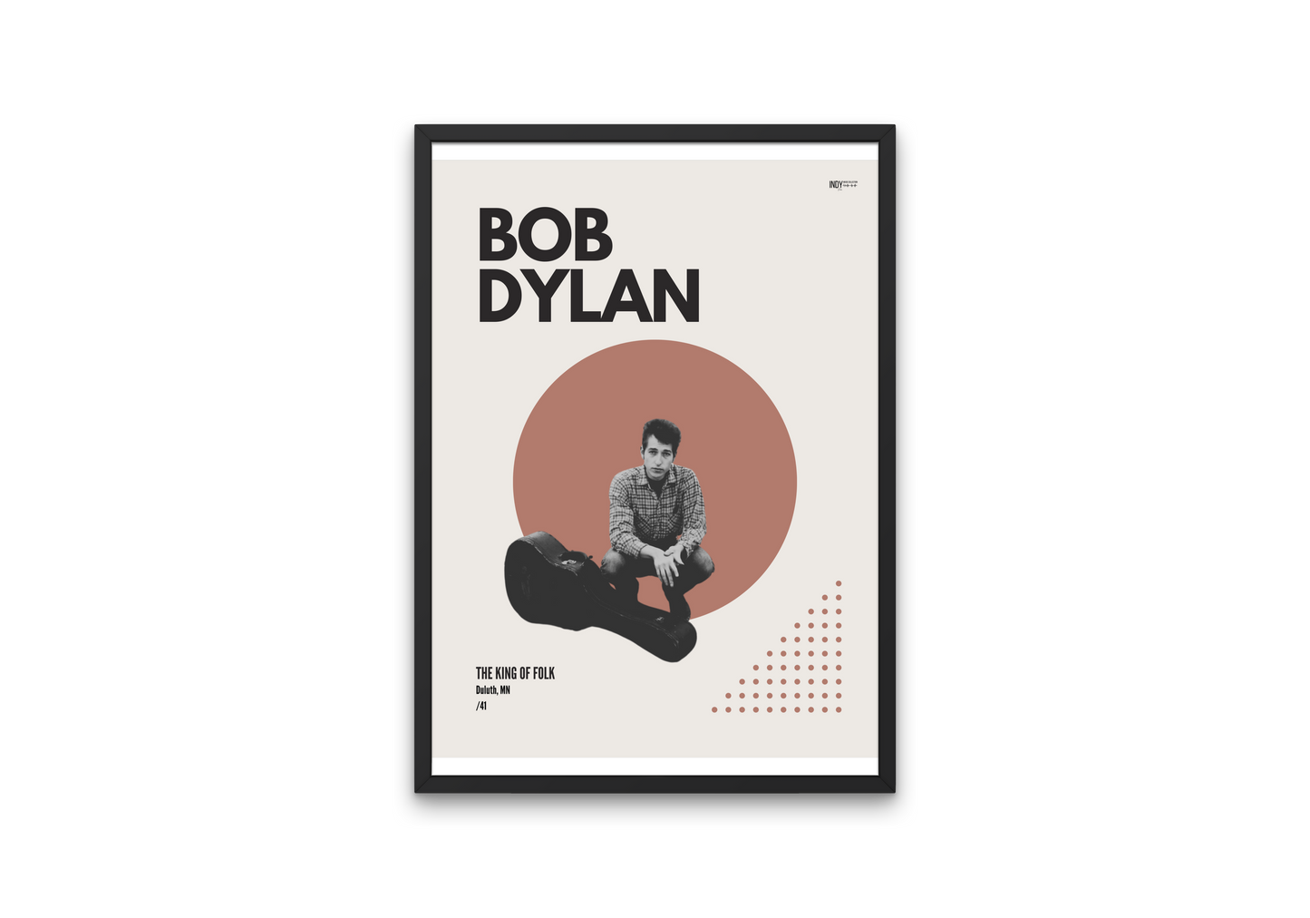 Bob Dylan - The King of Folk Mid-Century Modern Artist Poster