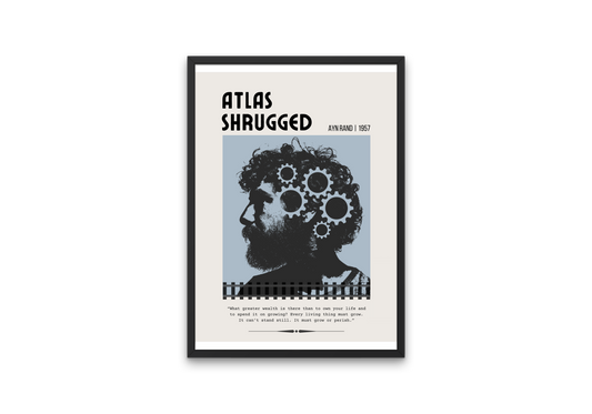 "Atlas Shrugged" Mid-Century Modern Literary Poster