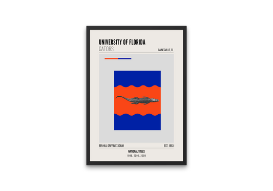 University of Florida Gators Mid-Century Modern College Football Poster