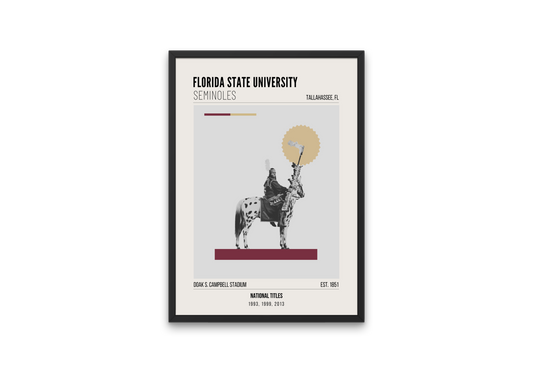 Florida State University Seminoles Mid-Century Modern College Football Poster