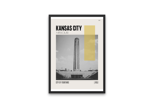 Kansas City, Missouri Mid-Century Modern City Poster