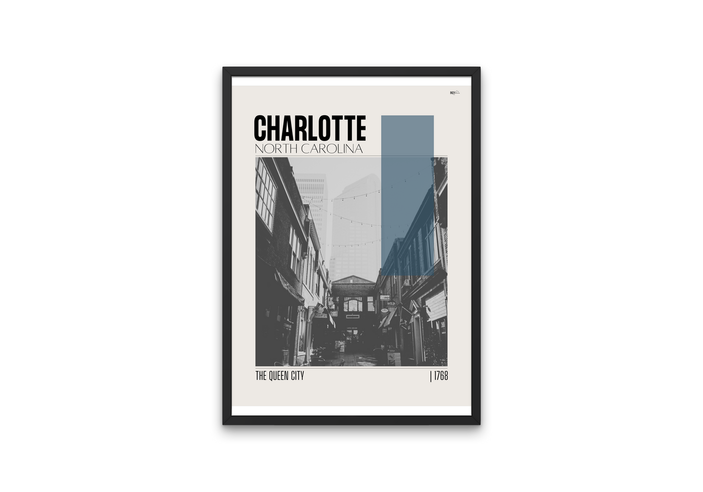 Charlotte, North Carolina Mid-Century Modern City Poster