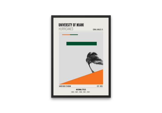University of Miami Hurricanes Mid-Century Modern College Football Poster