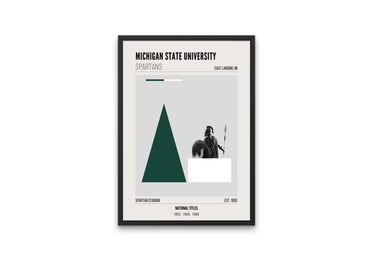 Michigan State University Spartans Mid-Century Modern College Football Poster