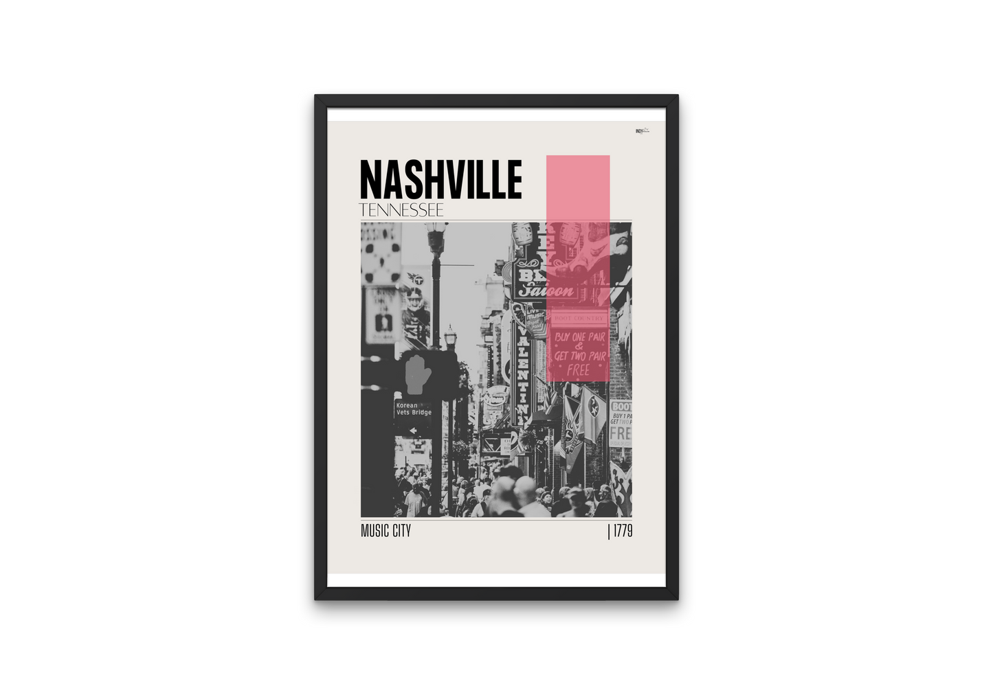 Nashville, Tennessee Mid-Century Modern City Poster