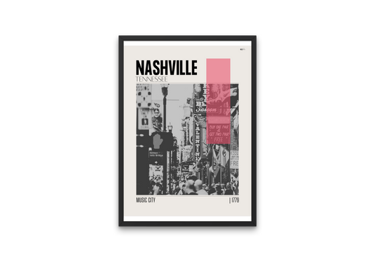 Nashville, Tennessee Mid-Century Modern City Poster