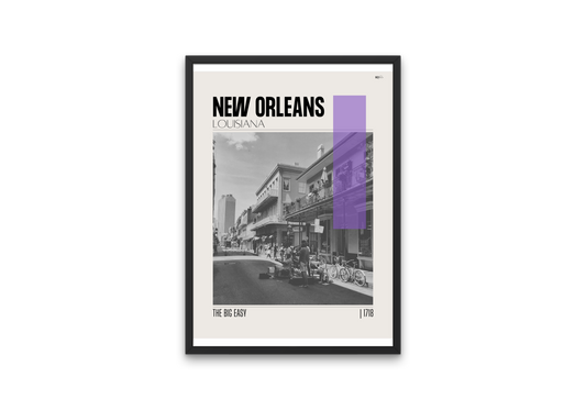 New Orleans, Louisiana Mid-Century Modern City Poster