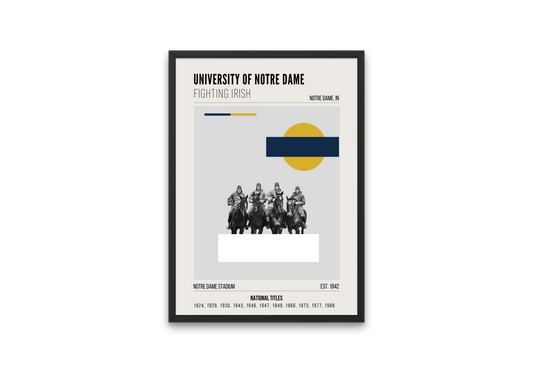 University of Notre Dame Fighting Irish Mid-Century Modern College Football Poster