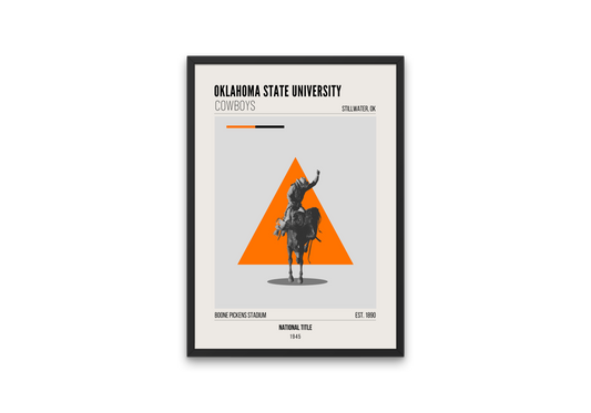 Oklahoma State University Cowboys Mid-Century Modern College Football Poster