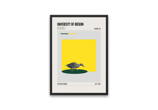 University of Oregon Ducks Mid-Century Modern College Football Poster
