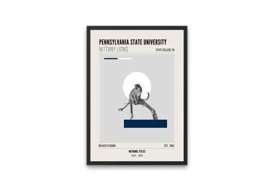 Pennsylvania State University Nittany Lions Mid-century modern College Football Poster