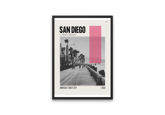 San Diego, California Mid-Century Modern City Poster