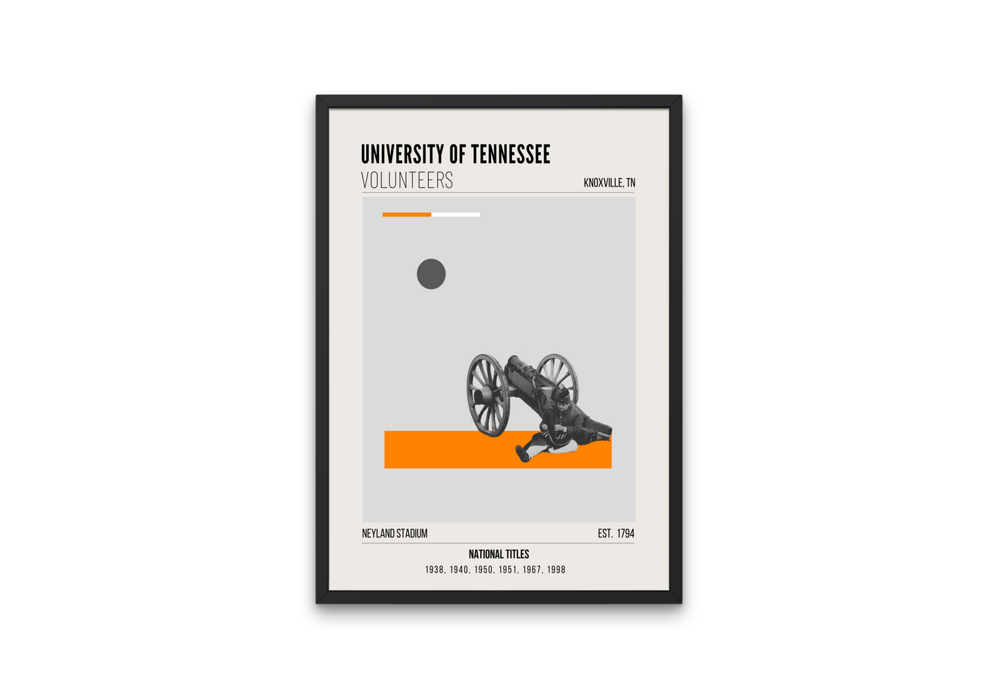 University of Tennessee Volunteers Mid-Century Modern College Football Poster