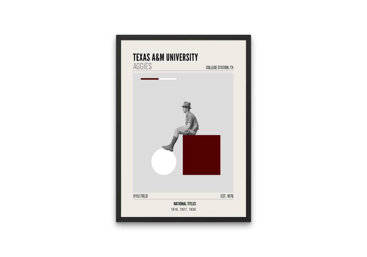 Texas A&M University Aggies Mid-Century Modern College Football Poster