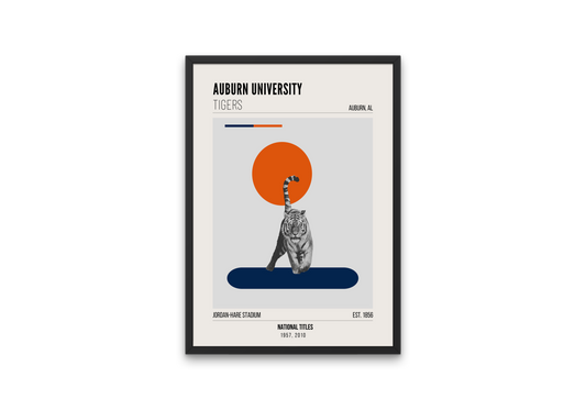 Auburn University Tigers Mid-Century Modern College Football Poster