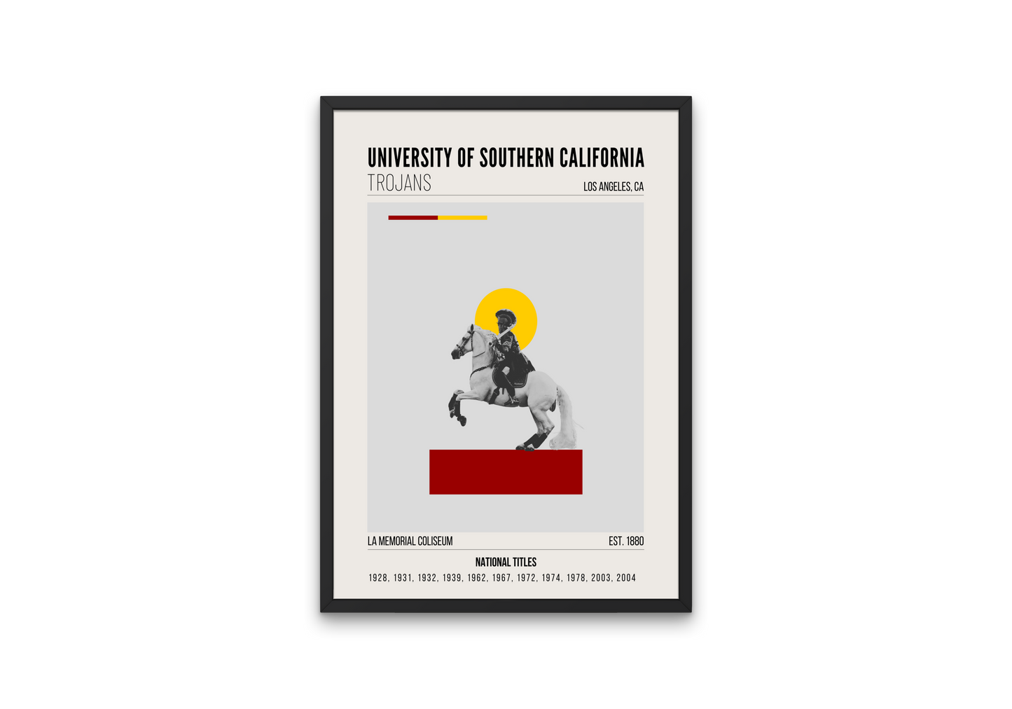 University of Southern California Trojans Mid-Century Modern College Football Poster