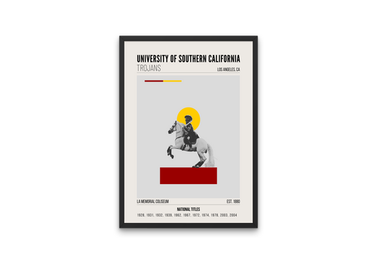University of Southern California Trojans Mid-Century Modern College Football Poster