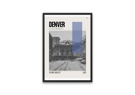 Denver, Colorado Mid-Century Modern City Poster